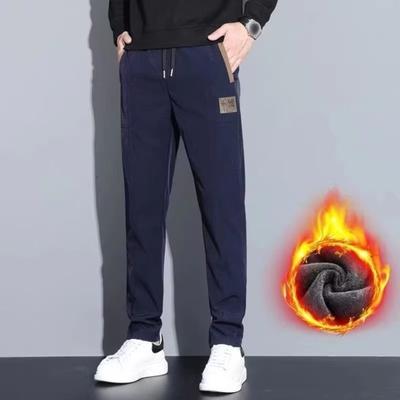 Winter Heren Broek Trekkoord Elastische Taille met Zakken Verdikt Pluche Los