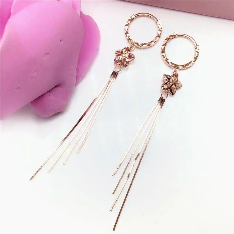 Изысканные Русские Фиолетовые Золотые Длинные Серьги-Звезды с Бахромой Модные Персонализированные Корейская Версия Цветные Позолоченные Серьги из Розового Золота