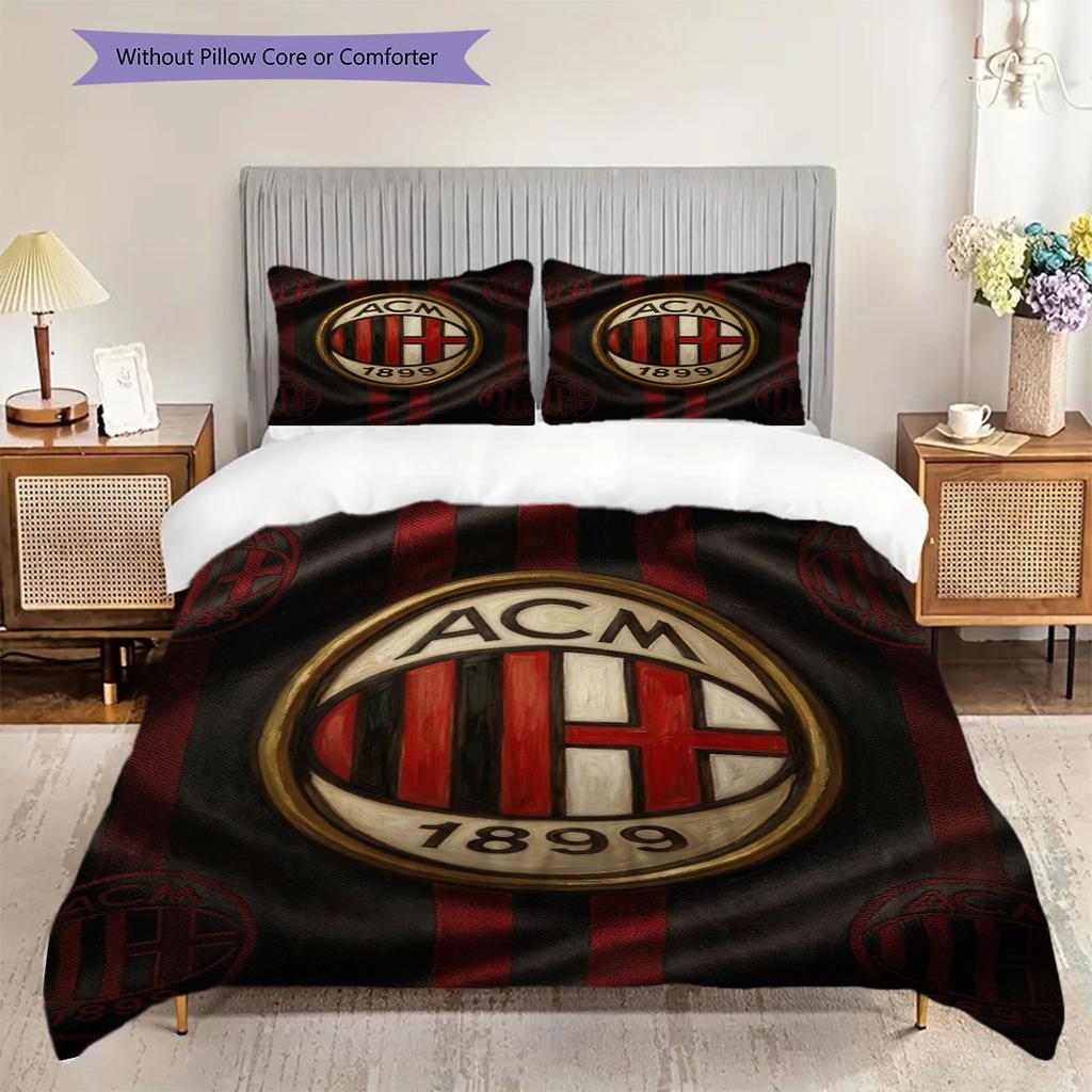 AC Milan Legacy: Passion Field Three-piece set (1 * duvet cover + 2 * pillowcase, without core) Bedding set Duvet cover and pillowcase