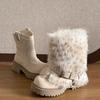 Heißes Mädchen Abnehmbare Zwei-Wege Unifarbene Schneestiefel Herbst und Winter Neue Langhaarstiefel Modische Warme Mittelhohe Stiefel