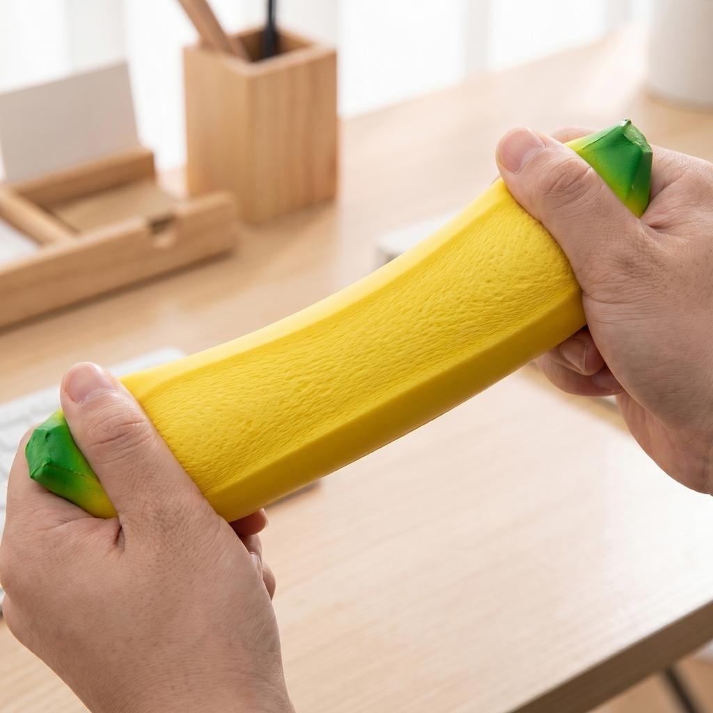Banana Shaped Stress Relief Toy Slow Rebound Soft Foam Squeeze Toy Durable Lightweight Sensory Fidget for Adults and Kids