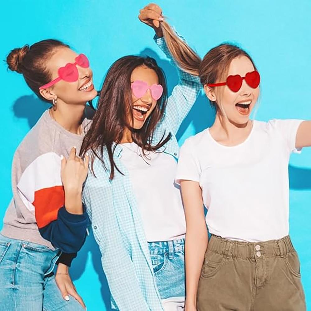 3Pack Heart Shaped Glasses Party Decor Valentine's Day Love Theme Bridal Shower Wedding Honeymoon Engagement Bridesmaid Gift