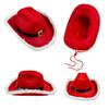 WTEMPO Christmas Red Party Hat with Windproof Rope Winter Christmas-themed Party Plush Brim Prop Hats Creative Indoor & Outdoor Activities Jazz Hats