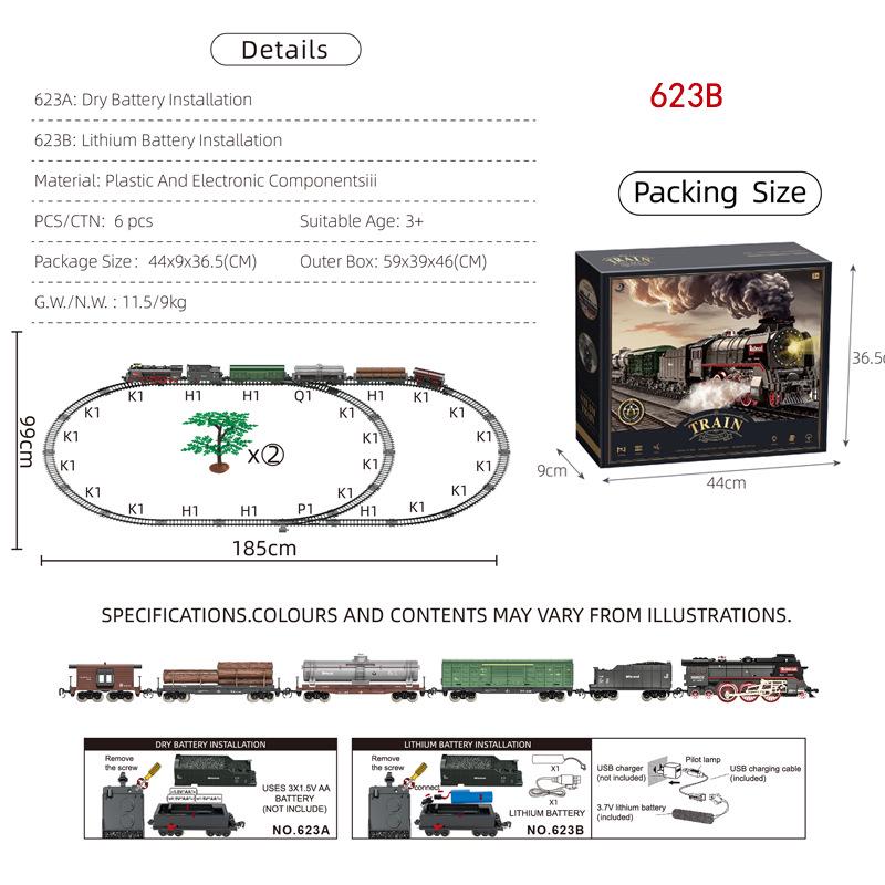 Retro Zestaw Torów Kolei Parowej - Elektryczna Zabawka dla Dzieci