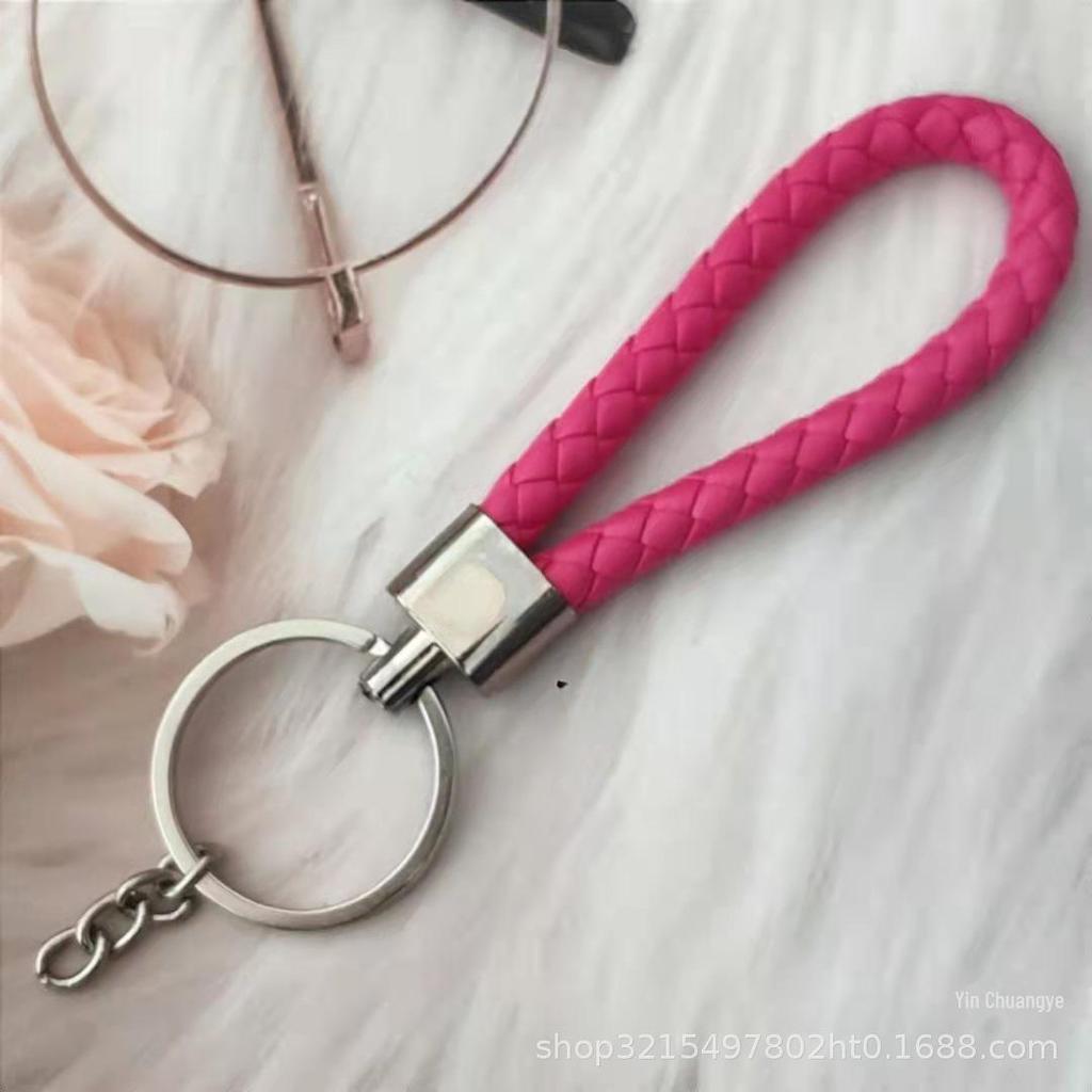 Gevlochten Lederen Touw Sleutelhanger met Poppenhanger - Modieus en Creatief Accessoire