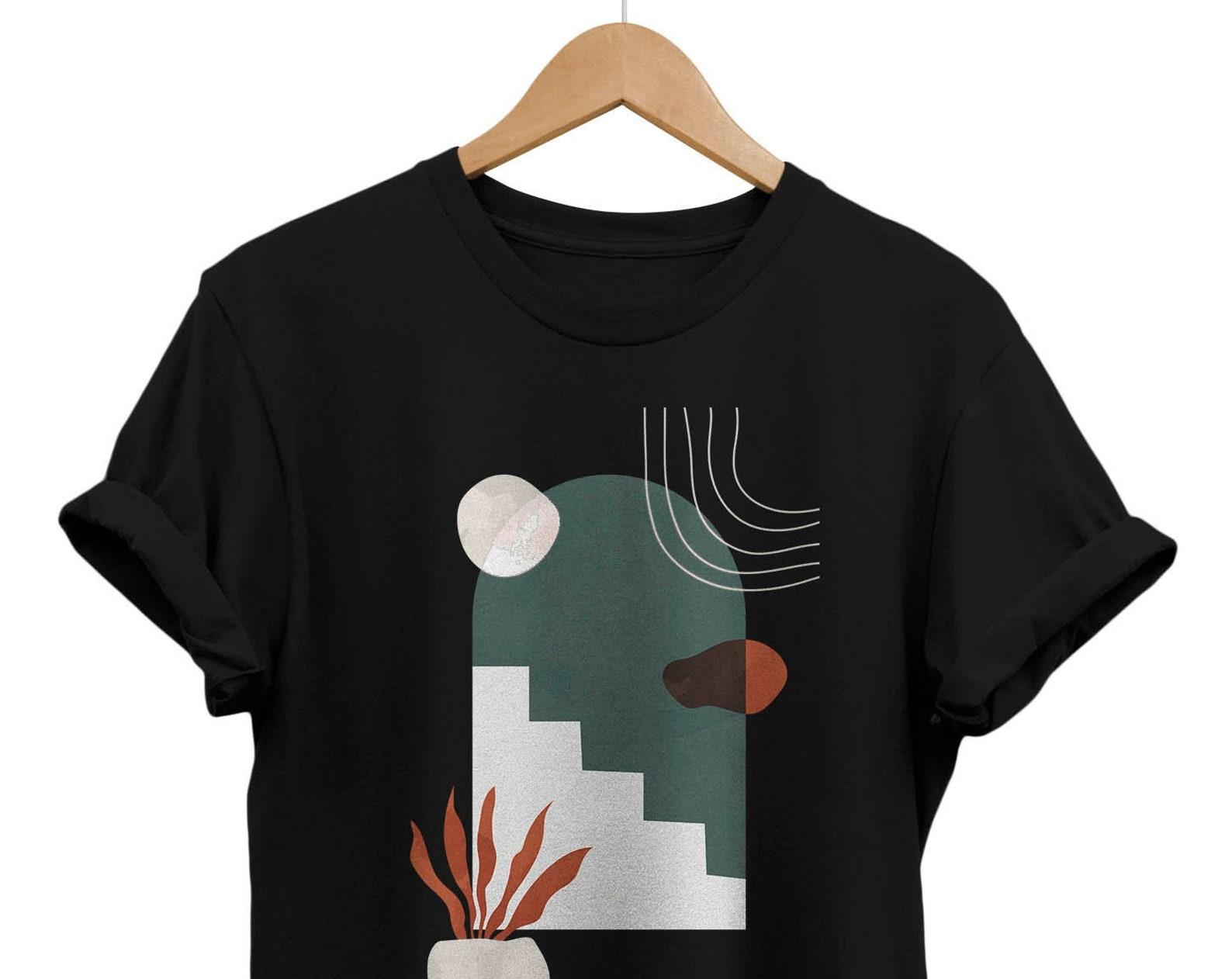 Minimalist Stairs T-shirt, Artsy Abstract Graphic Tee, Geometric Modern Art Artistic Clothing, Boho Gifts S