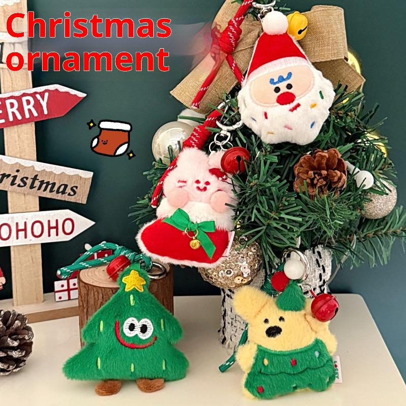 Sevimli Çizgi Film Peluş Noel Bebek Kolye Anahtarlık Kawaii Doldurulmuş Bebek Sırt Çantası Kolye Dekorasyon Aksesuarları Noel Hediyesi