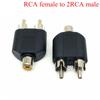 2pcs Consumer Electronics TV Black 3.5mm To 2 RCA Female Male Y Splitter Converter Audio Adapter