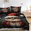 3-teiliges Weihnachts-Eulen-Bettwäsche-Set mit 1 Bettbezug & 2 Kissenbezügen (Kein Kern) - Festliches Geschenk für Schlafzimmerdekoration, Anime-Cartoon-Design, Polyesterstoff