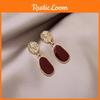 Earrings Alloy Geometric For Women With Retro Red Style And Spring Trend