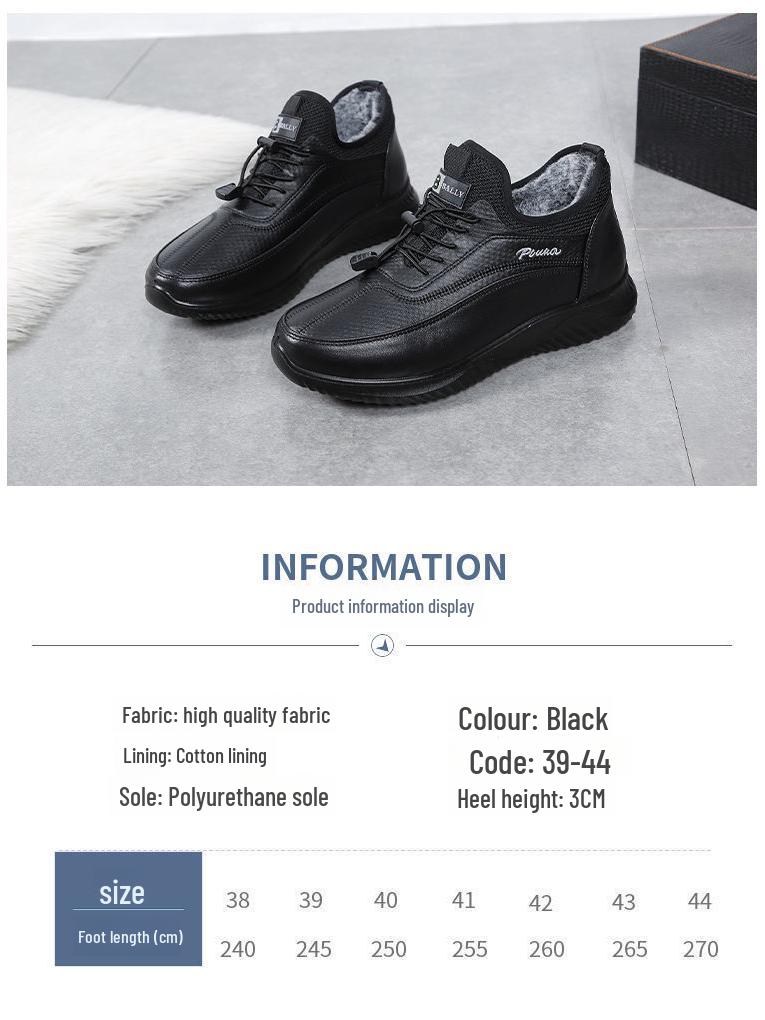 Men's Old Beijing Velvet Lined Winter Shoes - Soft Sole, Warm, Ideal for Middle-Aged & Elderly Walking