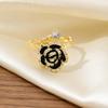 Enamel and Diamond Tulip Adjustable Gemstone Ring for Women - Durable, Non-Fading, High-End Exquisite Design