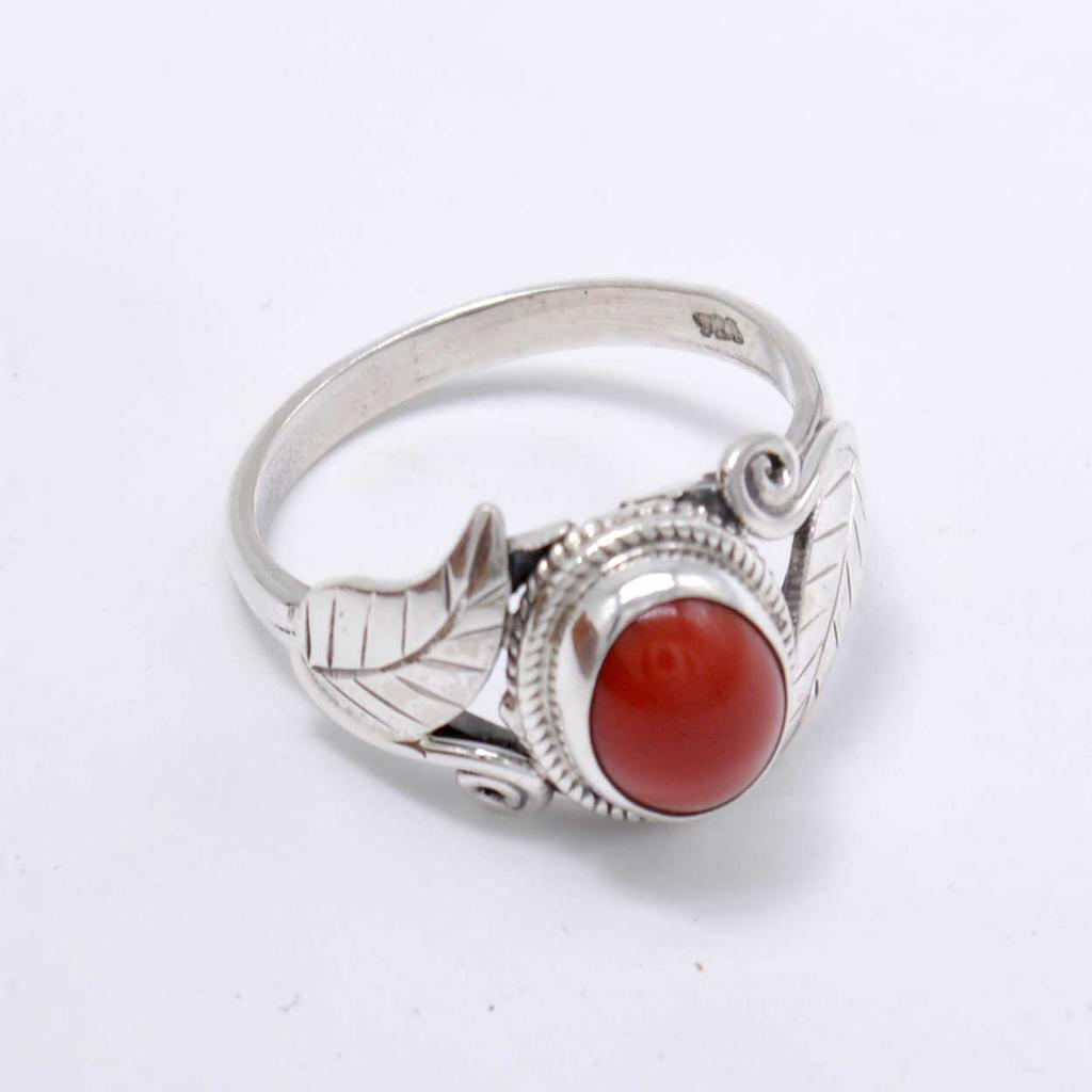 Red Coral 925 Sterling silver Ring, Gemsotne Handmade Women Ring