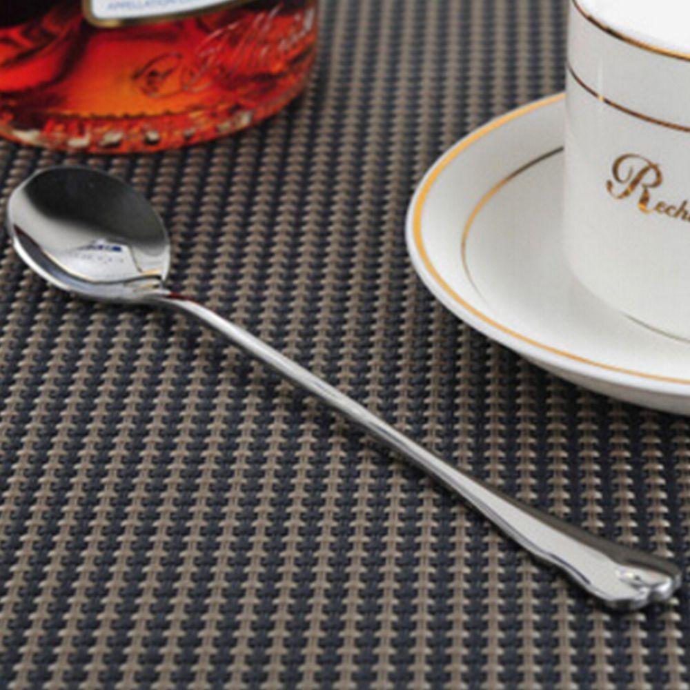 Round Dinner Dessert Long Coffee Stainless Steel Teaspoon with Handle Spoons