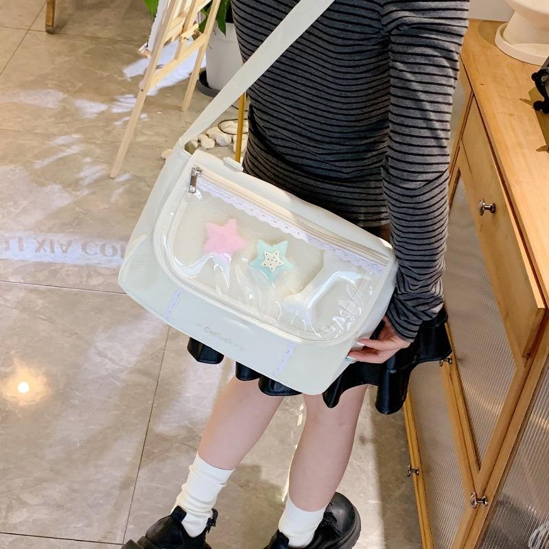 Girls casual versatile tote bag women's new transparent large-capacity shoulder messenger bag