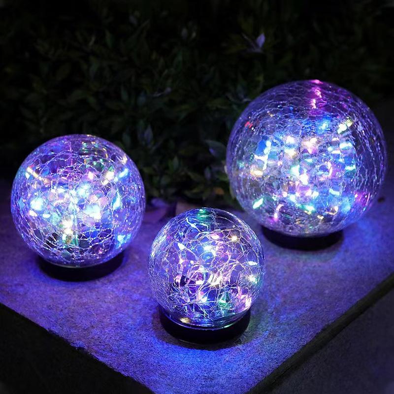 

10cm/3.94in Solar crack glass ball garden lamp, waterproof garden decoration, outdoor courtyard lamp 20 LEDs