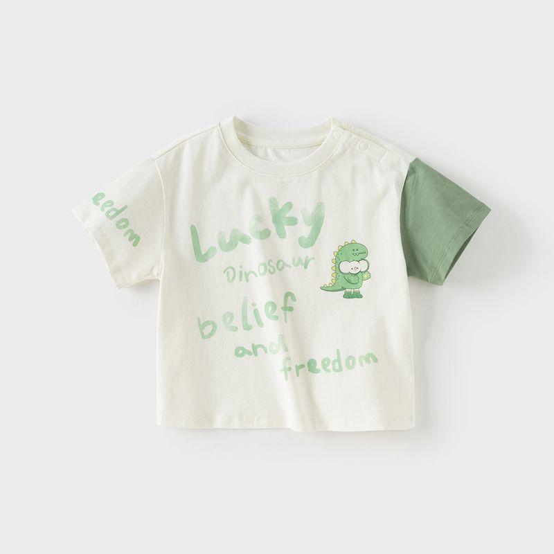 David Bella Kidsren's T-Shirt 2026 New Boys' Pure Cotton Short-Sleeved Tops Baby Boy Printed Summer Bottoming Shirt