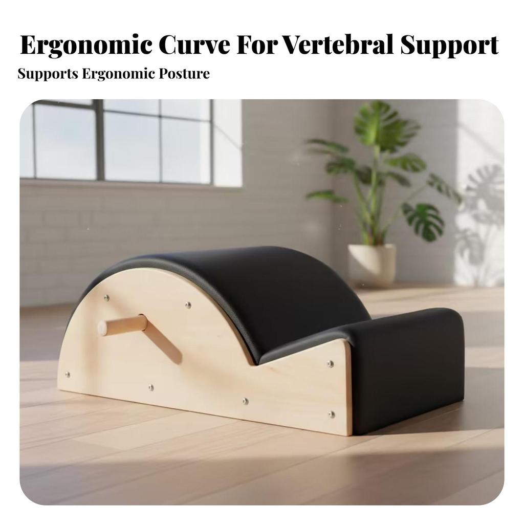 Pilates Spine Corrector PU Leather Wooden Stepped Design