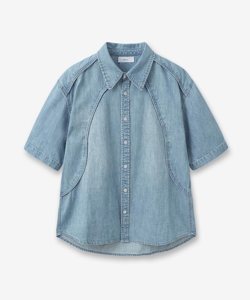 MINAV Single-Pleat Linen Bermuda Denim Pants [Light Blue]