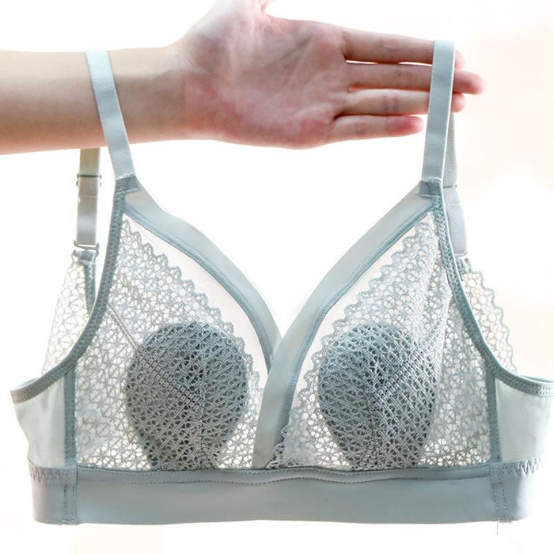 French Summer Ultra-thin Sexy Lace Latex Underwear Female Non-marking Collection of Breast Bra