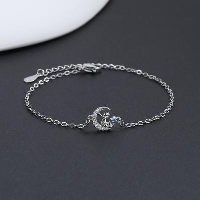 925 stemplet nytt armbånd for kvinner Crystal Prince of the Moon Chain Charms Motearmbånd Lucky Smykker Gave Pulseras Mujer