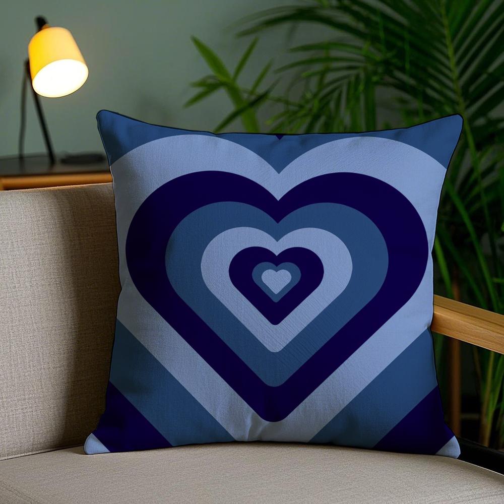 Sweet Love Cushion Cover Plush Fabric Soft Double-Sided Printed Invisible Zipper Sofa Pillow Case Home Decor