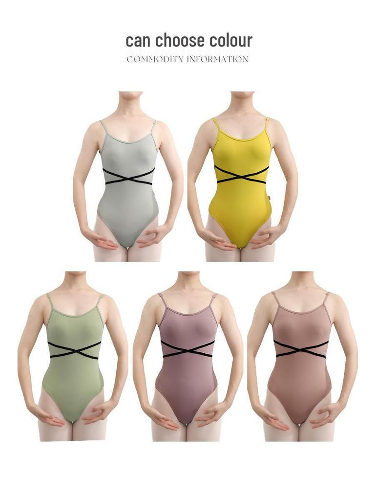 Fushinu Dancewear Spaghetti Strap Slimming Jumpsuit for Ballet and Gymnastics Training