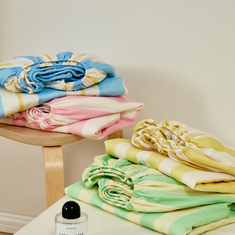 100% Cotton Bedsheet Skin-friendly Fitted Sheet Simple Style Bed Cover Elastic Bed Linen drap de lit (Pillowcase Need Order)