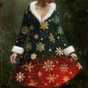 Women's Casual V-neck Christmas Print Plush Long-Sleeve Casual Dress