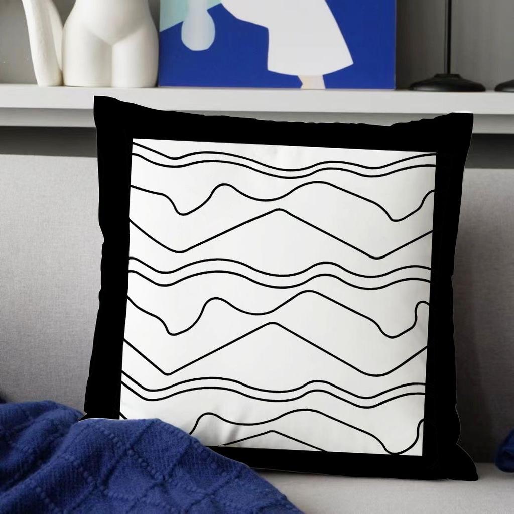 Ins Nordic Geometry Black and White Pillowcase Light Luxury Home Sofa Cushion Cover Living Room Bedroom Pillow Cover