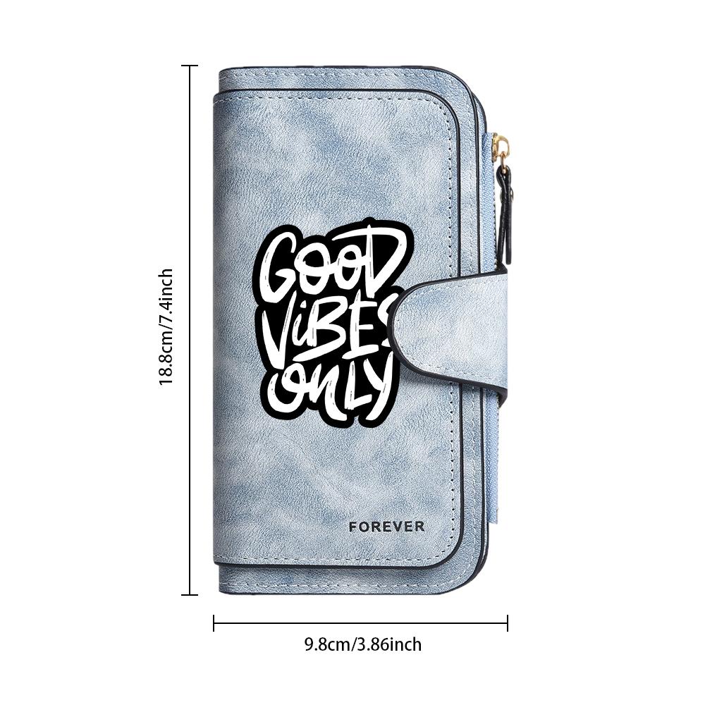Good Vibes Only Fashion Long Wallet Card Holder Daily Use Portable Purse