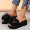 Modne damskie klapki okrągłe plażowe klapki sandały na platformie klinowe pluszowe damskie klapki damskie letnie obuwie