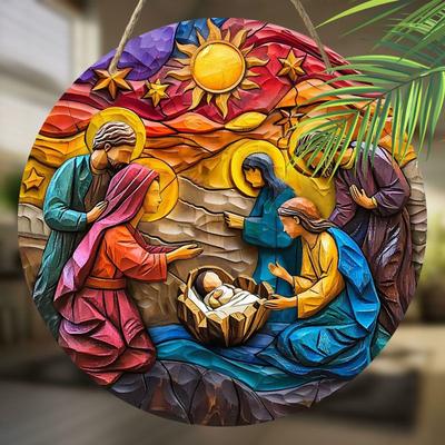 Holy Night Nativity Scene Pendant, Decoration of Home Walls or Doors, 2d Flat Wooden, Christmas Decoration, Gifts for Friends and Family