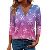 Women's Casual Fashionable Sexy Comfortable V-Neck Christmas Three-Quarter Sleeve Top