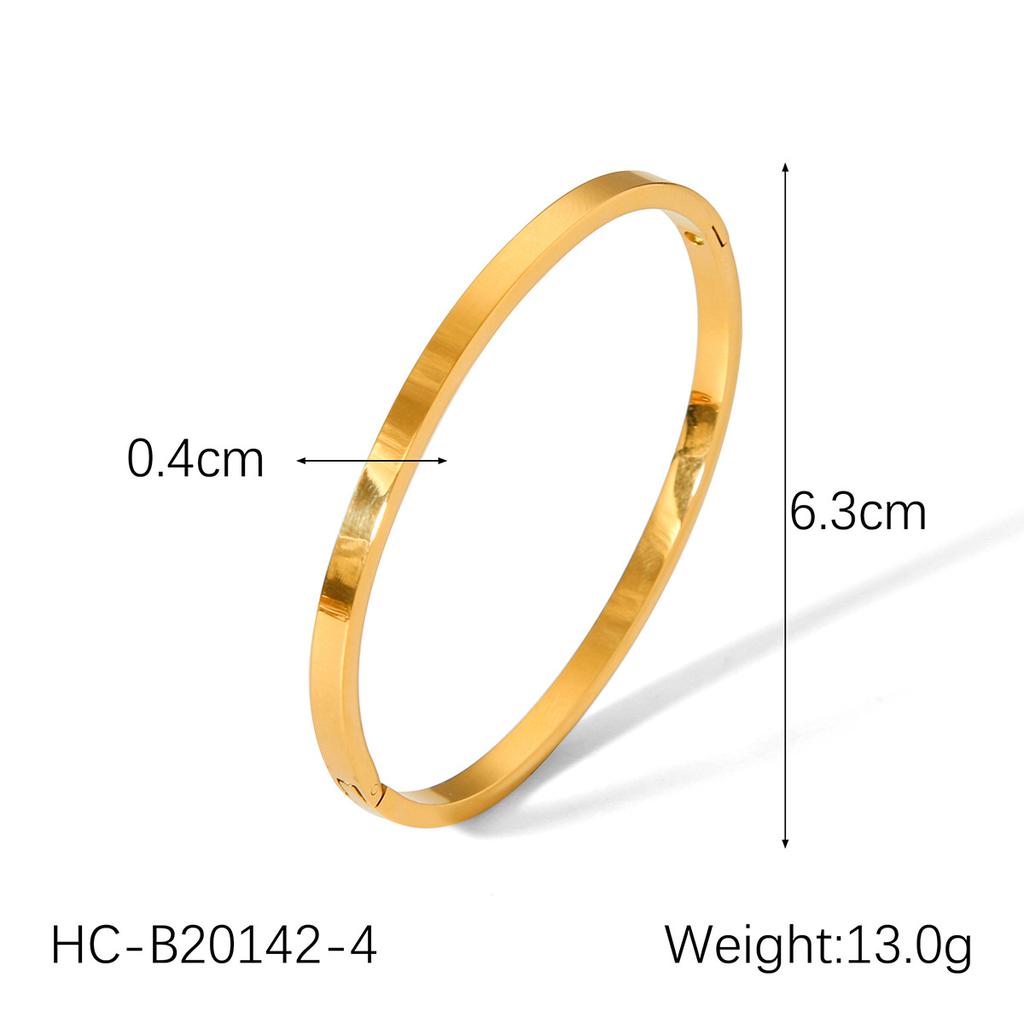 Minimalist Titanium Steel Bangle, Ins Style Fashionable Versatile Stainless Steel Gold Plated Polished Bracelet