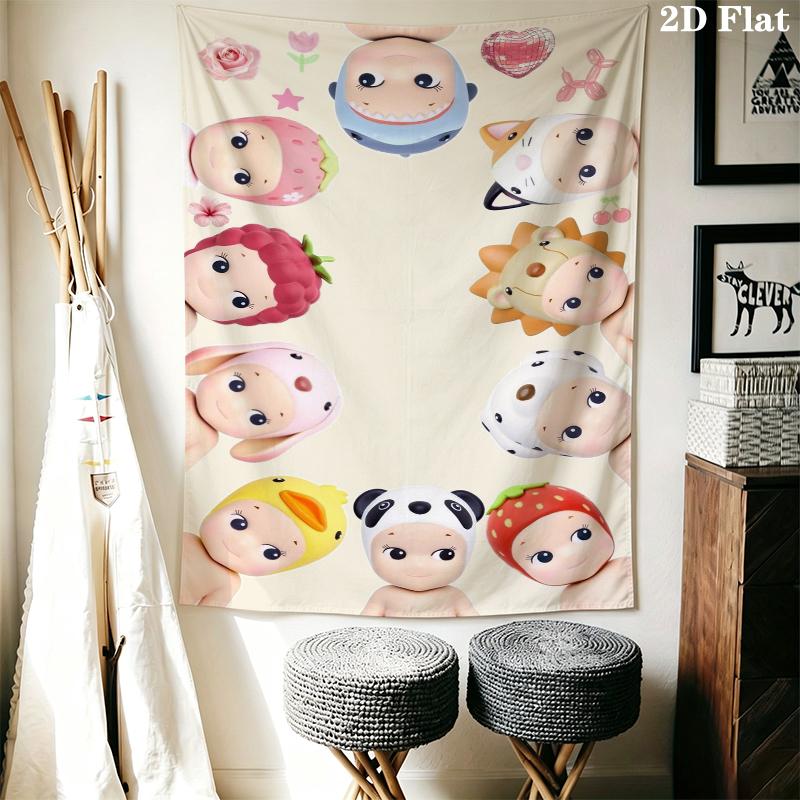 Sonny Angel Wall Tapestry Aesthetic Wall Hanging Printed Fabric Blanket Decorative Tapestries for Bedroom Living Room Home Decor