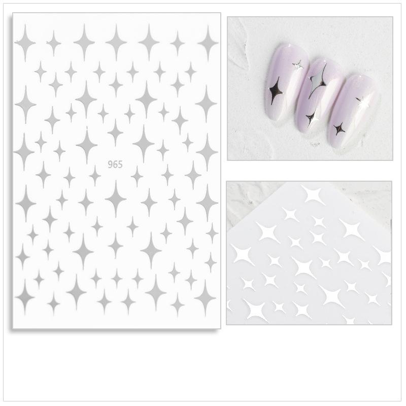 Meteor Nail Sticker 3D Adhesive Sticker Laser Gold and Silver Black and White Nail Sticker DIY Applique