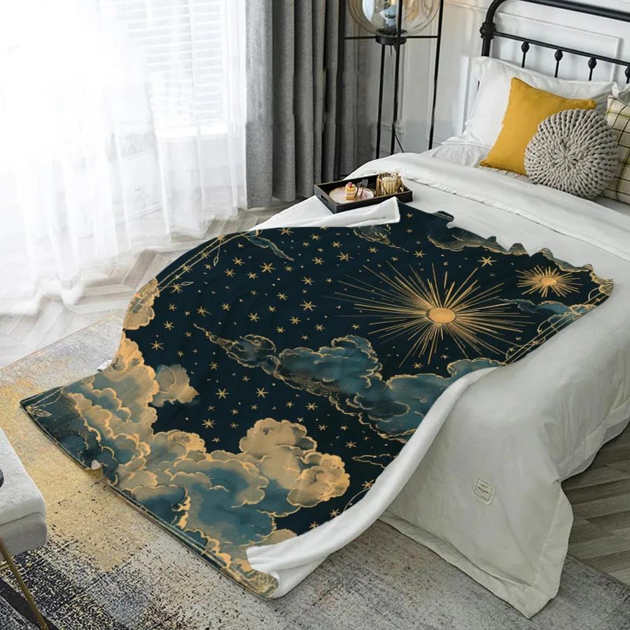 Cosmic Starry Blanket Microfiber Flannel Cover Blanket Bedroom Living Room Sofa Soft And Comfortable Home Decoration