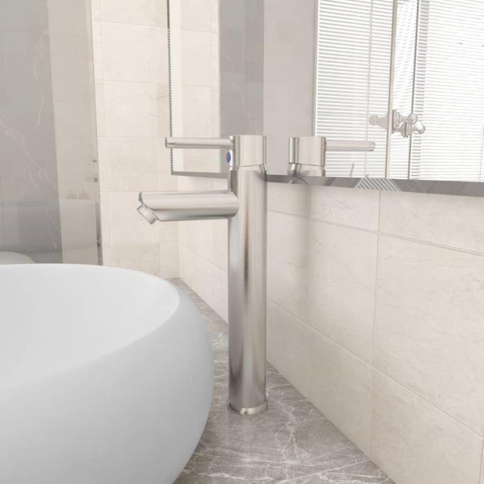 Mitigeur de salle de bain vidaXL - Nickel - Design contemporain - Durable