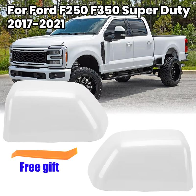 Rearview Side Mirror Cover Cap For Ford F250 F350 Super Duty 2017- White With Buckle Wing Mirror Cover Cap Car Accessories 1pc left