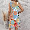 Plus Size V Neck Sleeveless Deep Valley Stream Art Print For Outdoor Leisure Walk