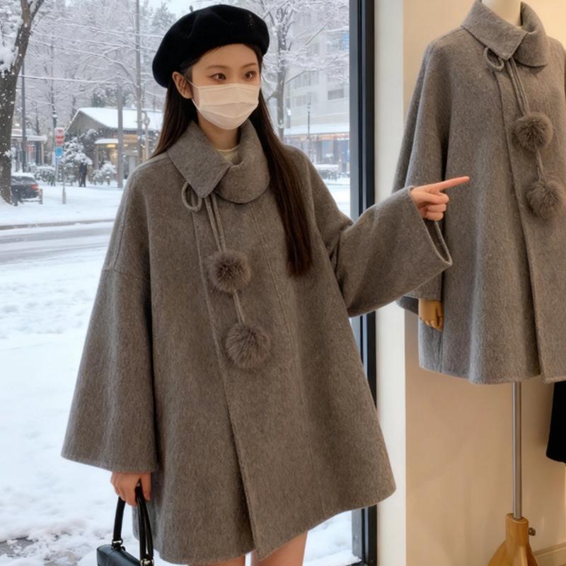 

Autumn/Winter 2025 Plus Size Women s Korean Style Woolen Coat, High-End Texture, Trendy & Versatile. L сірий колір