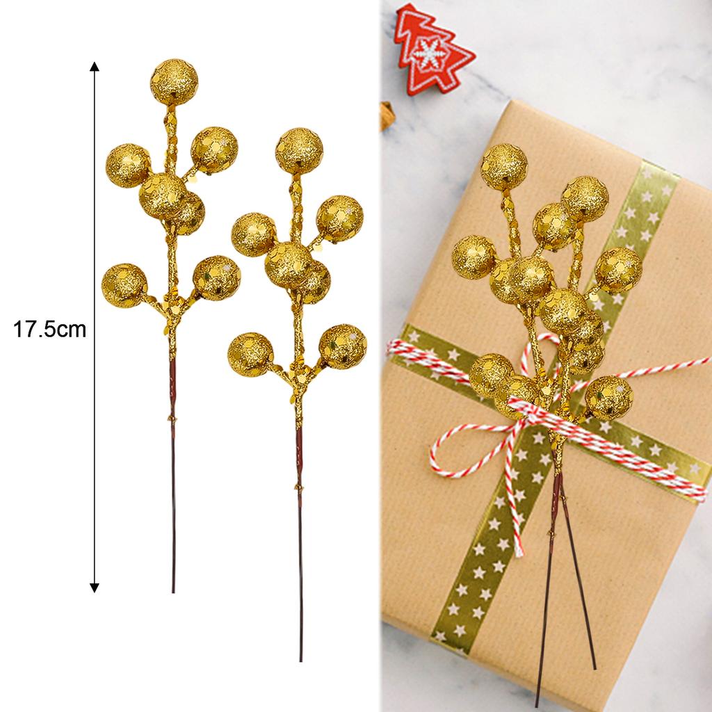 30/2PCS 17.5cm Christmas Tree Berry Decoration Simulation Glitter Gold Silver Red Blue Berry Bouquet DIY Wreath Home Decoration
