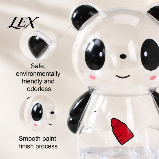 Money Management Box Clear Panda Piggy Bank for Kids, Plastic Cash Coin Bank, Kids Saving Jar Decoration, Christmas Birthday Girls Boys
