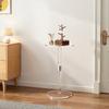Acrylic Drink Table, Clear End Table Round Top with Solid Post, Modern Acrylic Cake Table Stand, Transparent Side Desk for Coffee, Drink, Food, Snack,