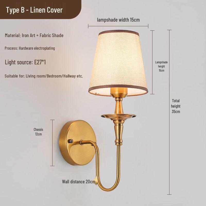 Antique Bronze Wall Light: European-Style Single Head for Bedroom, Living Room, Corridor.