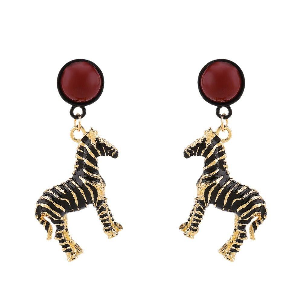 Oil Drop Pendant Zebra Earrings Trend Jewelry Animal  Earrings Enameled Earrings  Summer