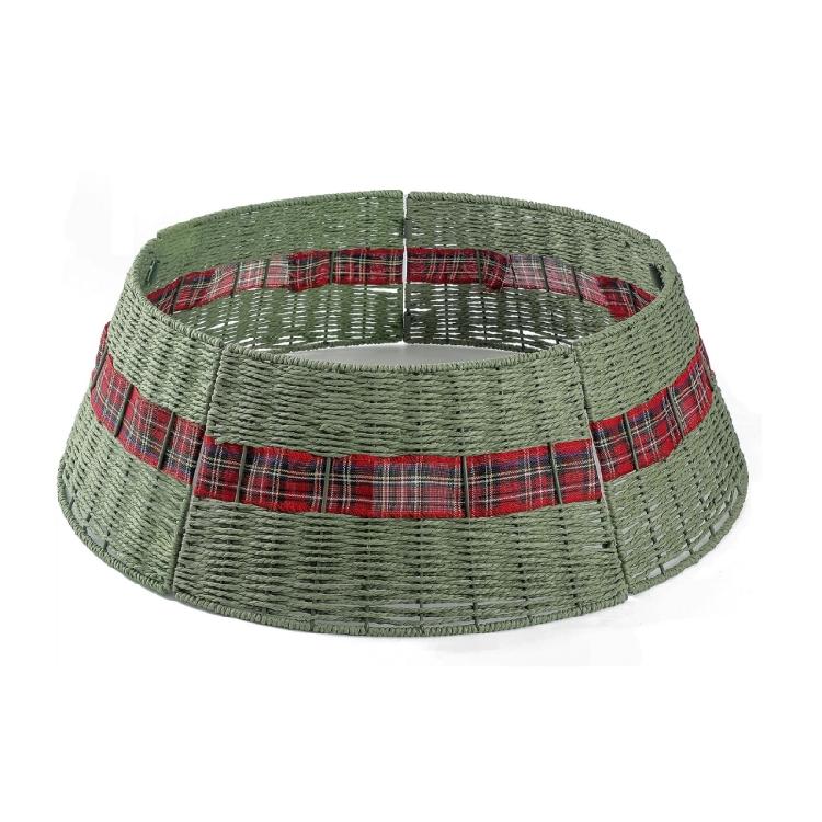 Functional Wicker Christmas Tree Skirt Festival Christmas Tree Stand Skirt Durable Tree Cover for Seasonal Decorations