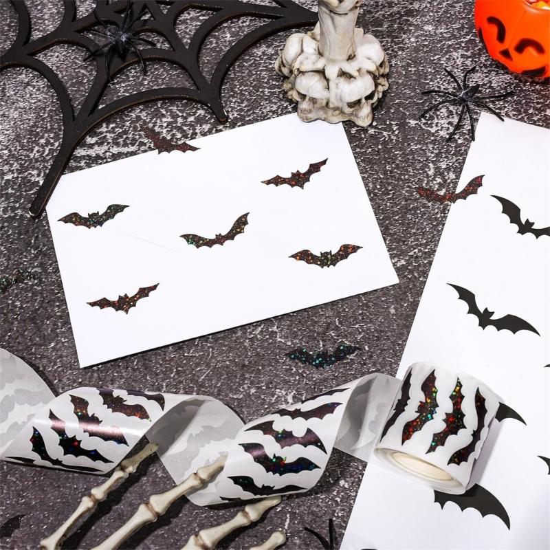 500Pieces Glittering Bats Sticker for Seal Envelope Card Scrapbooking Adhesive Seal Sticker Wrapping Label for Packaging