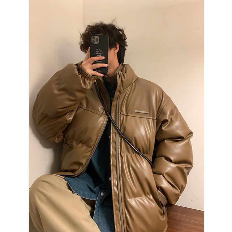 Unisex Koreanischer Stil Wasserdichte PU-Leder Winterjacke - Dick, Kälteschutz, Trendig & Lässig für Paare